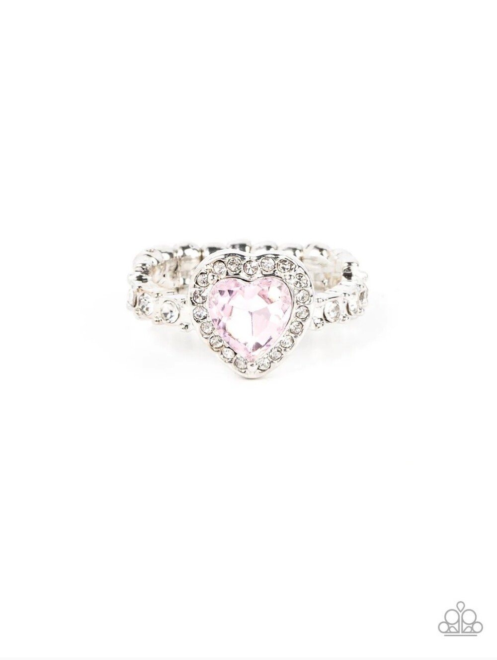 Romantic Reputation - Paparazzi Silver-Tone Pink Heart Halo Ring